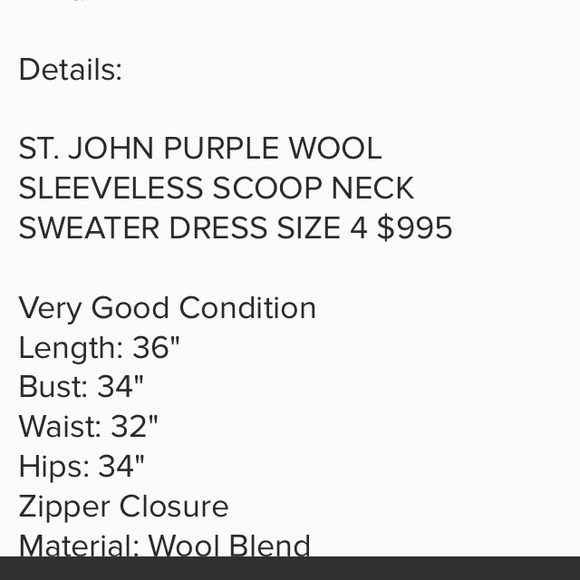 St. John Purple wool scoop neck sweater dress - Picture 7 of 8